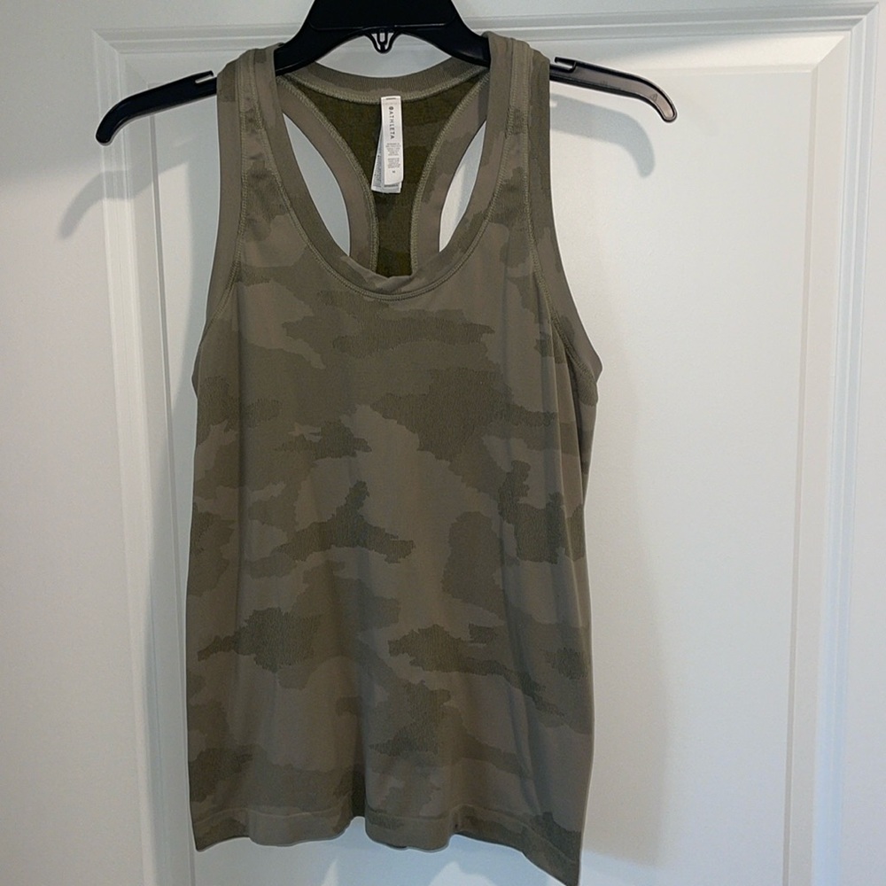 Athleta camo pattern racer back workout shirt